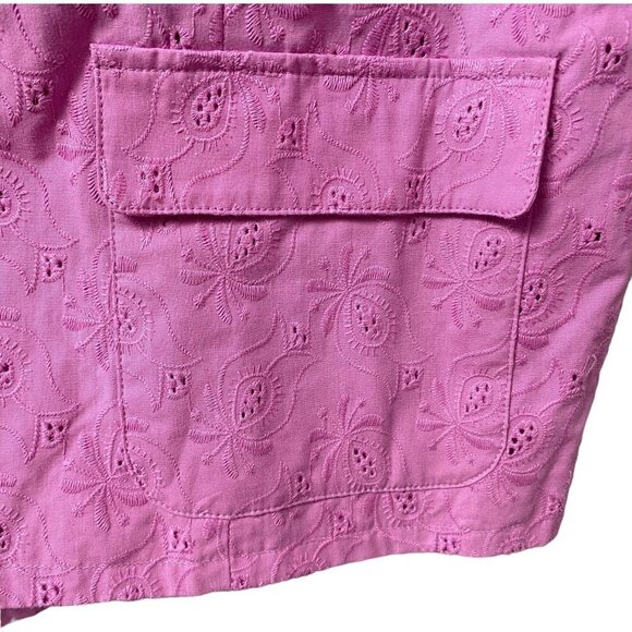 DENIM & CO. Jacket Size Large Purple Lilac Embroidered Blazer Cotton NWT - Picture 8 of 11